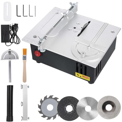 Mini sega circolare da tavolo per fai da te, sega circolare portatile di precisione con alimentatore a 7 marce, lama regolabile in altezza Table Saw 0,1 – 15 mm, facilitazione del lavoro per tutti
