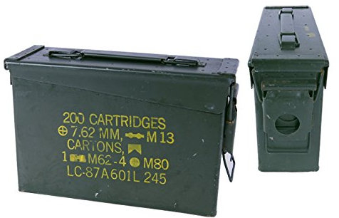 Armeeware Set di US munizioni Klein: Verde oliva 27,5 X 10 X 18 Muni attrezzi scatola di metallo Geocaching
