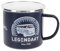 BRISA VW Collection - Volkswagen Große Emaille Kaffee-Tee-Tasse-Becher-Haferl für Camping & Outdoor T1 Bus 500 ml (Legendary/Blau)