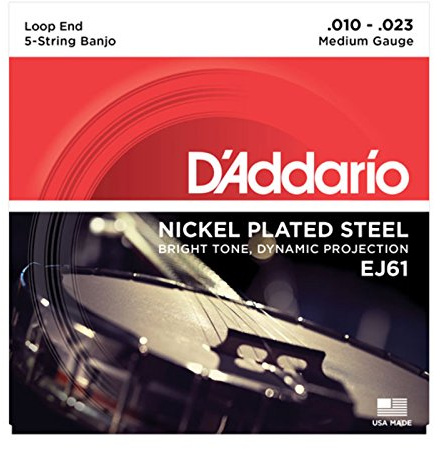 D'addario EJ61 5-String Banjo Strings Nickel 10-23, Medium