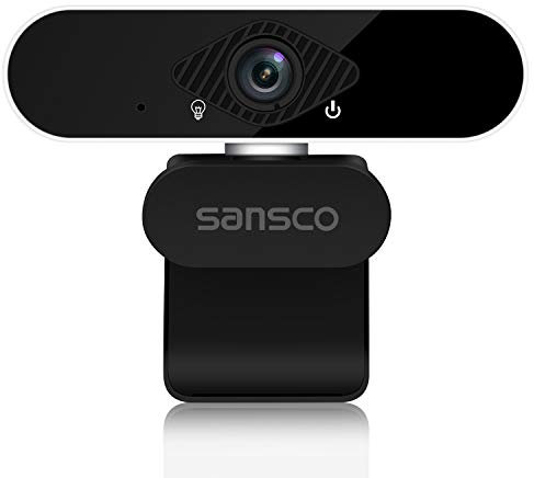 SANSCO 1080p Full HD Webcam with Microphone, Noise-Reducing, Plug and Play PC USB Web Camera for Video Calling, Recording, Online Study, Conference and Gaming with Rotatable Clip