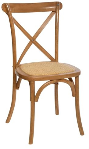Atmosphera Créateur d'Intérieur - Chaise Isak Bois Naturel - Chêne et Rotin - Finition Mate - Empilable - Confortable - Salle à Manger, Cuisine, Bureau