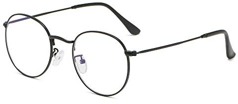 JoXiGo Occhiali da Computer Filtro Luce Blu Rétro Tondo Metallo Telaio Antiriflesso Anti Radiazioni per PC Tablet TV e Gaming, Borsa per Occhiali