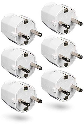 HEITECH PVC Schutzkontakt Stecker bruchsicher - 6x Schutzkontaktstecker weiß, 250V, 16A, IP20 für Innenbereich - Schuko Stecker