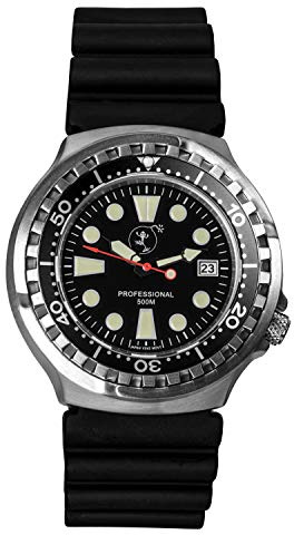 Reloj de buceo para hombre, correa de neopreno, 500 m, indicador de fecha, profesional 500