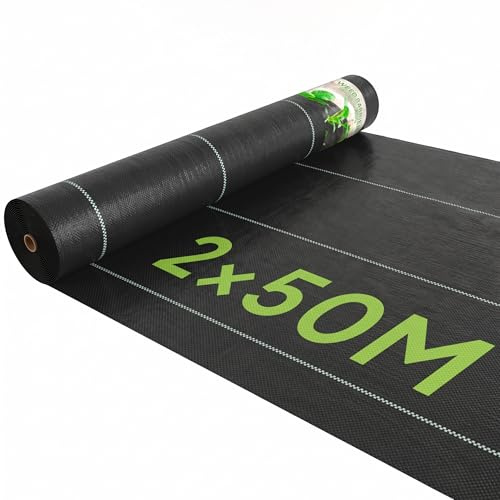 Outsunny - Lona antimalezas (100 g/m²), Tejido de Acolchado antimalezas, Resistente al Agua, Resistente a los Rayos UV. 50 x 2 m – PP Negro Verde