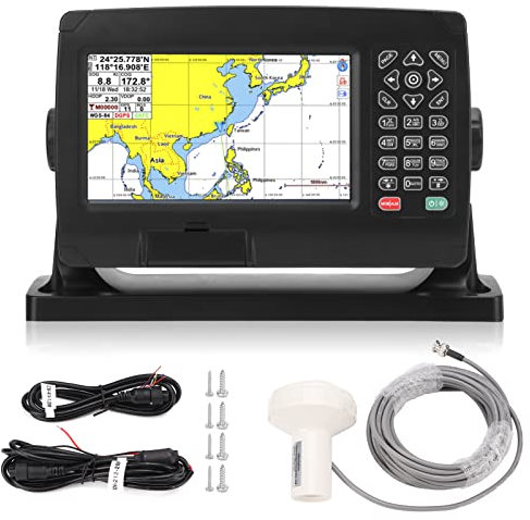 Ymiko GPS-Kartenplotter-Satellitennavigator, Marine-GPS-Navigator, Transponder mit GNSS-Antenne Dual Map System IPX6 Wasserdicht für Marineboote