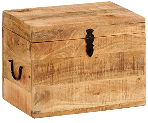 homiuse Aufbewahrungsbox 39x28x31 cm Massivholz Mango Schatztruhe Schatzkiste Truhe mit Deckel Schatzkiste Holz Holztruhe mit Deckel Truhenbank AbschließBare Box Kiste Nicht mit Schloss Antik-Stil