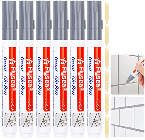 Lot de 6 stylos gris clair pour réparation murale, joints de carrelage, mur, sol, salle de bains et cuisine