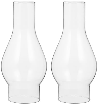 Baluue Replacement Glass Lampshade for Kerosene Lamps 6.9 Inch Clear Windproof Oil Lamp Chimney Vintage Style for Home and Emergency Lighting