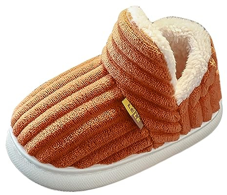 Kayferli Pantoufles d'hiver pour enfants filles peluche filles et garçons, tout simplement chauds et antidérapants, pour l'intérieur, en peluche en coton, chaussons maison pantoufles, chaussures