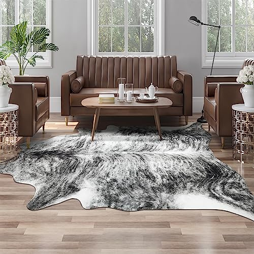 AROGAN Western Decor - Alfombra de piel de vaca sintética, 6 x 7 pies, alfombra de piel de vaca de alta calidad, alfombra resistente con estampado de vaca para decoración de pared, alfombra occidental