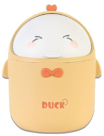 DYOUen Tisch Mülleimer mit Deckel Mini Mülleimer Netter Cartoon Mülleimer für Arbeitstische, Büros, Zuhause (gelb)