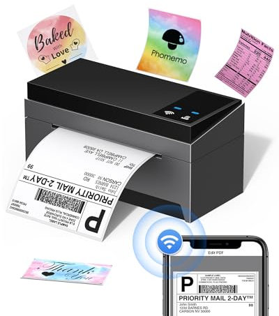 Phomemo WiFi Etikettendrucker DHL Thermodrucker,249WF Versandetiketten Drucker 4x6 Labeldrucker,Shipping Label Printer Kompatibel mit Amazon,Ebay,Shopify,Etsy,FedEx,UPS(DunkelGrau)