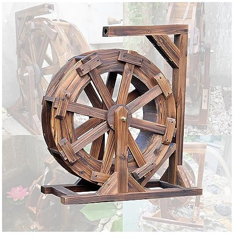 CRUISINGSS Fontana in Legno Cascata, Fontana Decorativa Fontana Cascata Feng Shui Ruota, Fontana da Giardino Stagno Decorazione Interna Giardino in Legno
