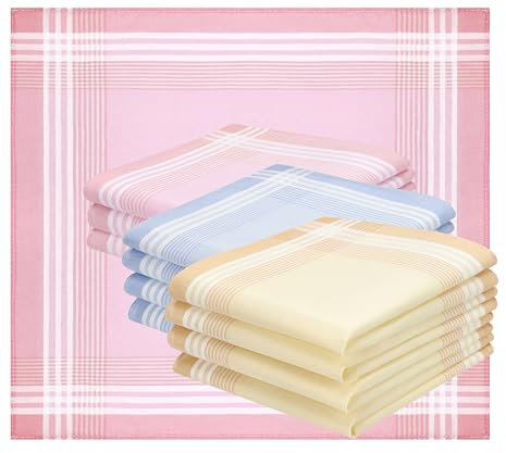 Betz 12 Stück Damen Stoff Taschentücher Set Emma Größe ca. 28x28 cm 100% Baumwolle Dessin 5