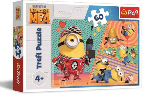 Trefl - Despicable Me 4, Allegri Minions - Puzzle 60 Pezzi - Puzzle Colorati con i Personaggi delle Fiabe, Divertimento Creativo, Gioco per Bambini dai 4 anni
