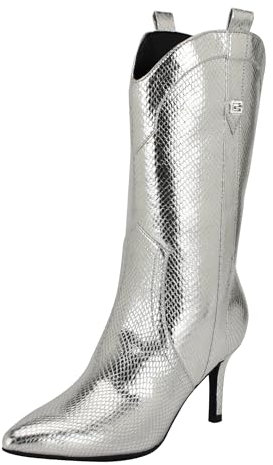 GUESS Women's Wurlie Bootie, Silver Snake 040, 5.5