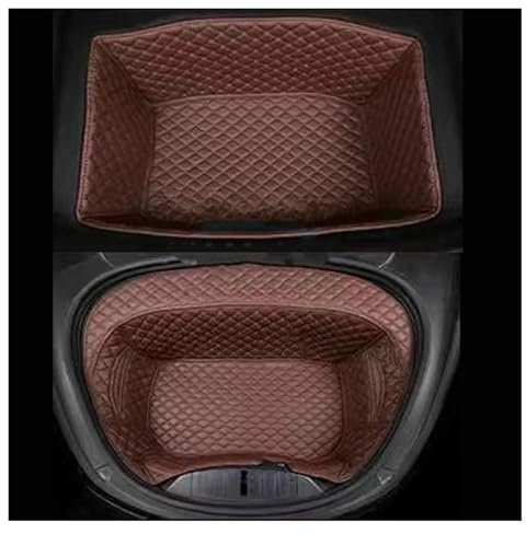 Protezione Bagagliaio Vasca Baule 5 Posti Per Tesla Per Modello Y 2017-2022 2023 Bagagliaio Copertura Tappetino Copertura Schienale Sedile Protezione Cuscino Vano Carico Tappetino(A Type Brown)