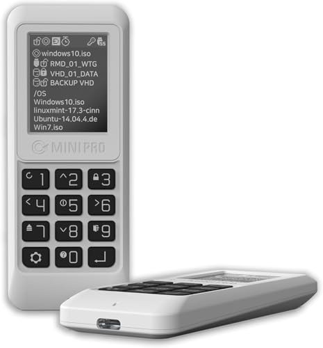 IODD MINI Pro SSD externo, USB-C, ODD virtual y disco duro de arranque, cifrado AES256 de hasta 76 dígitos, protección contra escritura MINI (tipo/modelo USB-C de próxima generación) (512 GB)