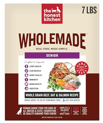 The Honest Kitchen Human Grade Wholemade™ Whole Grain Beef, Oat & Salmon Dehydrated Senior Dog Food, 7lb Bag (Makes 28lbs)