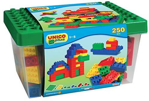Unico Plus 8525 – Box mit Bausteinen, 18 Monate - 5 Anni (250 Teile)