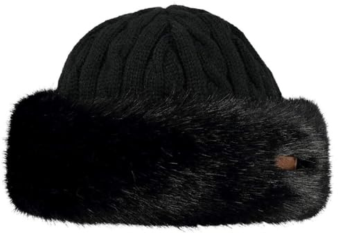Barts Gorro Cable Knit Faux Fur Mujer - de Invierno Punto otoño/Invierno - Talla única Negro