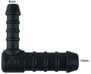 WamSter L Winkel Schlauchverbinder 90 grad -Stück Pipe Connector 14 mm 6 mm Durchmesser