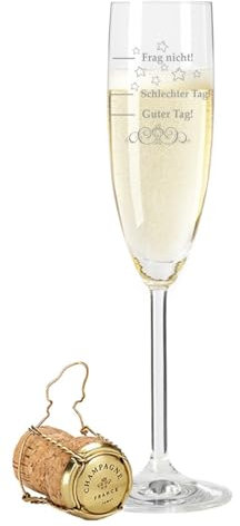 Leonardo Sektglas mit Gravur - Schlechter Tag, Guter Tag - Frag nicht! - Witziges Stimmungsglas mit Spruch - Lustiges und Originelles Geschenk für Sie & Ihn - Geeignet für Champagner & Sekt