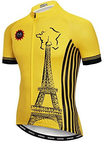MTB Jersey Mens Cycling Jerseys Short Sleeve Bike Jersey Zip Mountain Road Clothes Bicycle top Shirts Breathable Summer Pro Team Sports Racing Cycle Jersey for Men Quick Drys Yellow M