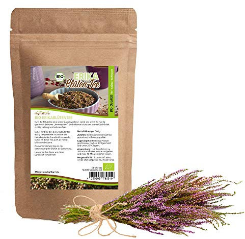 Mynatura Bio Erikablütentee 2x 300g I Tee I Erikablüte I Naturprodukt I Rohkost I Heidekraut I Vegan I Badeblüten I DE-ÖKO-044 I 300g Beutel (2 x 300g)