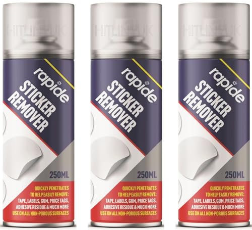 3 x Sticker Remover Spray, Remove Sticky Label Goo Label Tape Adhesive Residue 250ml
