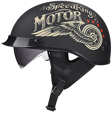 SDFGDFD Motorrad Halbhelm Motorrad Helm Scooter-Helm Jet-Helm Motorrad Half Helm Offener Helm mit Brille für Scooter Roller Biker,DOT/ECE-Zertifizierter Halbschale JetHelm