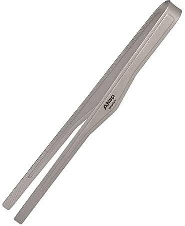 ATiAP Pince à barbecue en titane - Pince multifonction pour cuisine, salade, steak, barbecue, buffet (gris, 10)