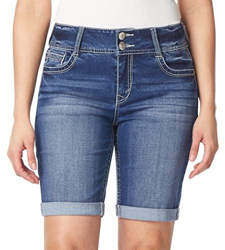 WallFlower Shorts for Women Luscious Curvy 9-Inch Bermuda Denim Mid-Rise Short- Jenna, 9
