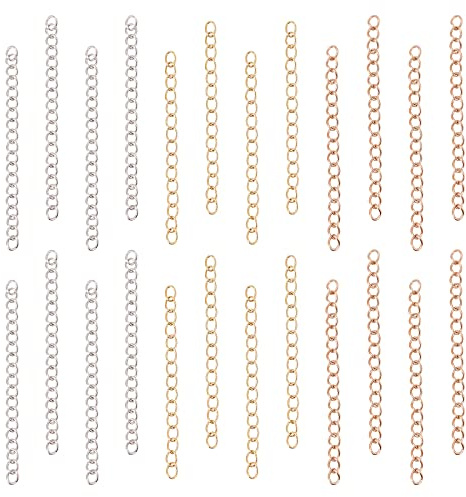 UNICRAFTALE Circa 60 pz 3 Colori 45~55mm di Lunghezza Catene Terminali 304 Catene A Maglia in Acciaio Inox Extender Ipoallergenico per La Produzione di Catena di Gioielli