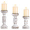 Romadedi Kerzenhalter Stumpenkerzen Holz Kerzenständer - 3er Set Shabby Chic Vintage Tischdeko Landhausstil Deko 16/20/24cm Rustikale Kamin Weihnachten Wohnzimmer, Weiß