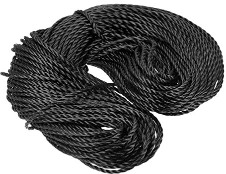 sourcing map Torcida Albañil Línea Nylon Cordel Cuerda Cordón Negro 50M/164 Pies 4mm Diámetro para Redes, Paisajismo, Hogar Mejora, Bricolaje Proyecto, Artesanía, Albañilería