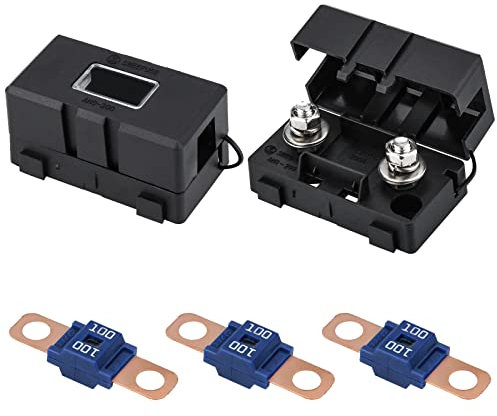 Midi Sicherung, 3 Stück 100A Midi Schraubsicherungen 2 Stück ANS Sicherungshalter 12V-58V Midi Hochstromsicherung für Pkw, Lkw, Baufahrzeugen, Bussen, Wohnwagen (100A)