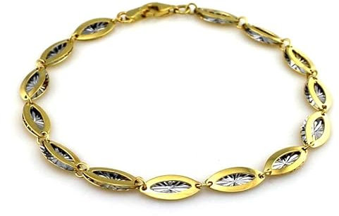 Sapphir Damen Armband Gold 8 Karat mit Kristallen für Frauen - 333 Gelb und Weißgold - Länge: 19 cm Kettenarmband Italienisch Massivgold - inkl Zwei Luxusgeschenke