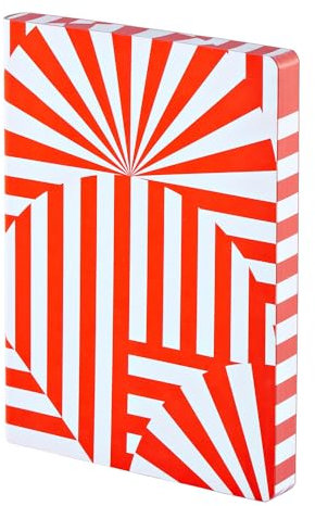 Nuuna Notizbuch A5+ | Graphic L - Fancy Fans | 3,5 mm Punktraster | 256 nummerierte Seiten | 120 g Premium-Papier | Leder weiß | nachhaltig produziert in Deutschland