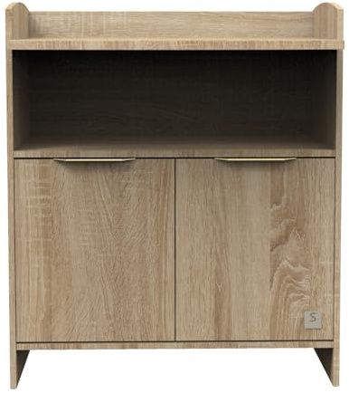 Sauthon Commode à Langer 2 Portes et Une Niche avec poignées dorées décor chêne doré