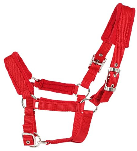XUANNIAO Verstellbares Pferdehalfter, flexibles Filly Weidehalfter, Fleece-Halfter (Rot, XL)