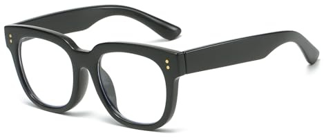 LJCZKA Gafas Anti Luz Azul Cuadrado para Mujer Hombre Gafas Redondas de Montura Gruesa con Cristales Transparentes Gafas de Bloqueo de Luz Azul Antifatiga para Ordenador, Juegos
