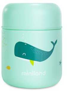 Miniland Termo Bebé para Comidas 280ml de Acero Inoxidable, Cierre Hermético y Aislamiento de Doble Pared, Mantiene Temperatura más de 24h Frío y Calor | Whaley