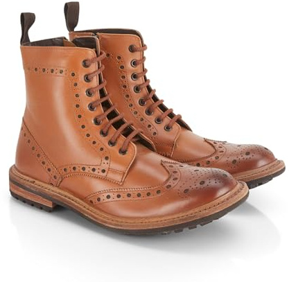 Catesby Southwell Premium-Lederstiefel, Goodyear Welted Brogue, leicht, langlebig, intelligent, lässig, Schnürschuh für Herren, hautfarben, 42 2/3 EU