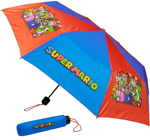 Get Trend Super Mario Umbrella Kids Tweens Foldable Compact Umbrella School Luigi Travel Boys Girls Manual Windproof Travel Gifts (Multi Super Mario)