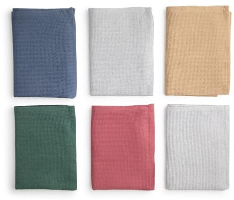 BOSKIMO Paños de Cocina Algodón Premium – Pack de 6 Trapos de Cocina Microfibra y Rizo, Trapos Cocina Algodón Absorbentes, Paños de Limpieza Colores Arcoíris