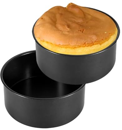 Penbinmall bakform, set om 2, 10 cm runda bakformar, fjäderform, 10 cm med non-stick-beläggning för bakning födelsedag/bröllop/jul skikt, lätt att rengöra