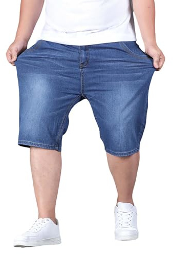 Pantalones Cortos Hombre Vaqueros Anchos, Moda Jeans Casual Talla Grande Mezclilla Shorts Roto Algodón Deporte Jogging Retro Pantalon Fitness Verano Hombre Pantalones de Trekking Playa M-8XL